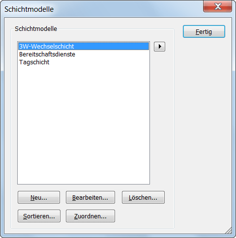 Verwaltungsfenster für Schichtmodelle