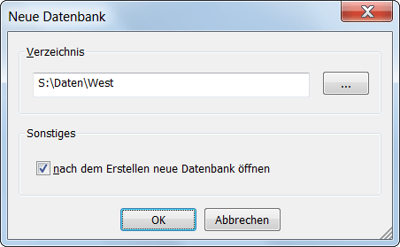 Neue Datenbank erstellen