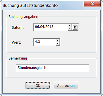 Buchung auf dem Stundenkonto