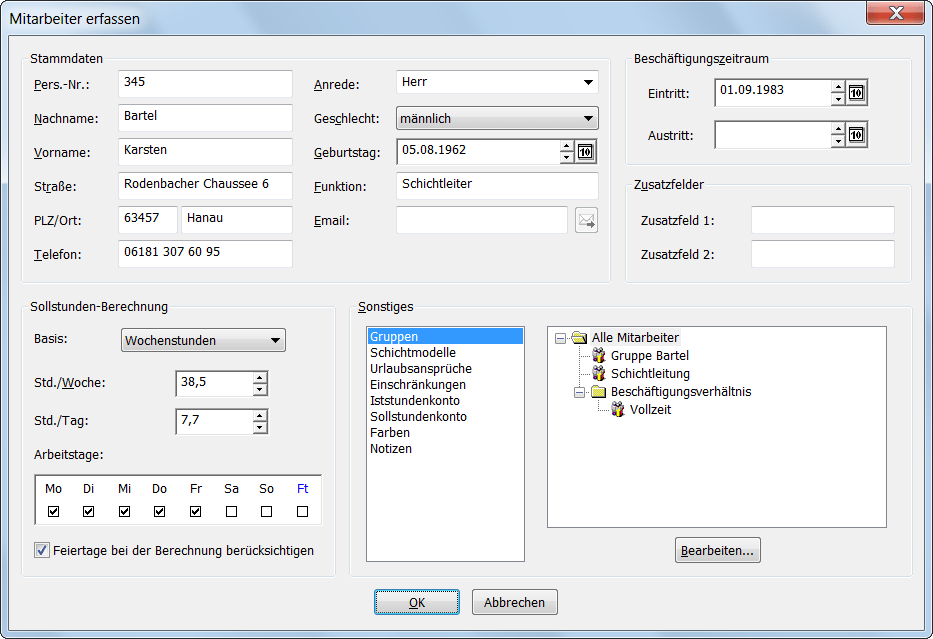 Eigenschaften eines Mitarbeiters