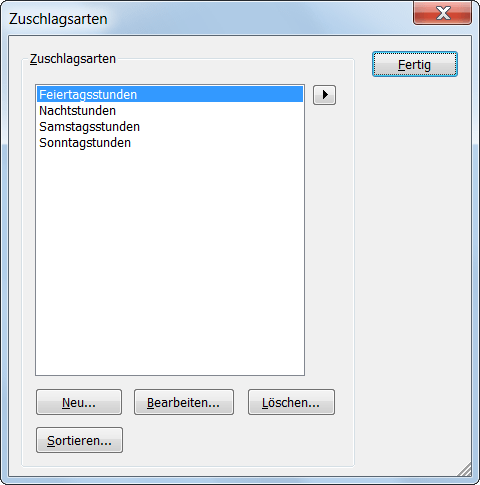 Verwaltungsfenster für Zuschlagsarten