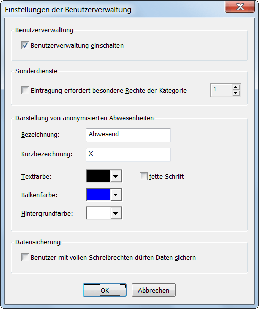 Benutzereinstellungen