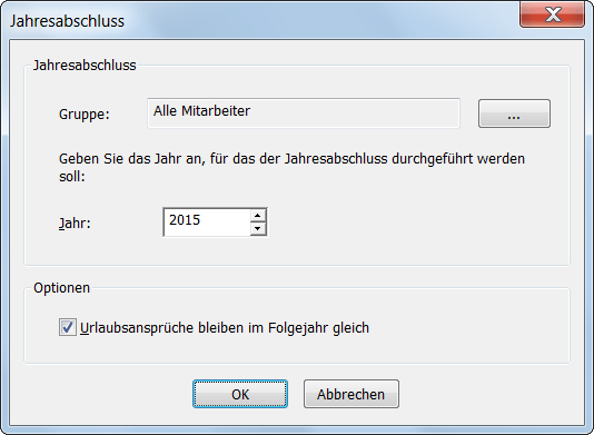 Jahresabschluss für Urlaub
