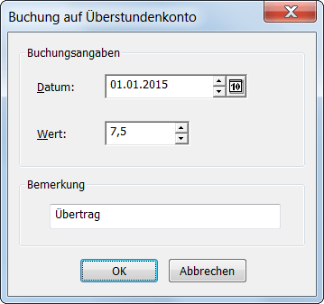 Buchung auf dem Überstundenkonto