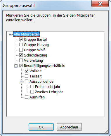 Gruppenzuordnungen