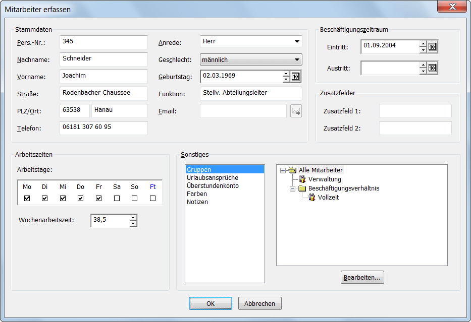 Eigenschaften eines Mitarbeiters