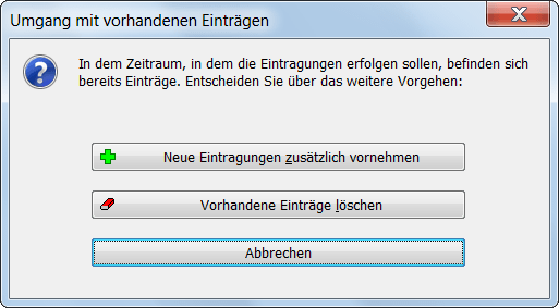 Umgang mit vorhandenen Einträgen