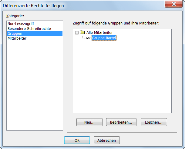 Differenzierter Gruppenzugriff
