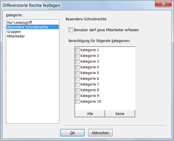 Differenzierte Schreibrechte