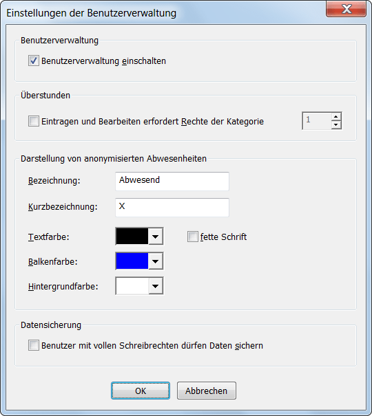 Benutzereinstellungen